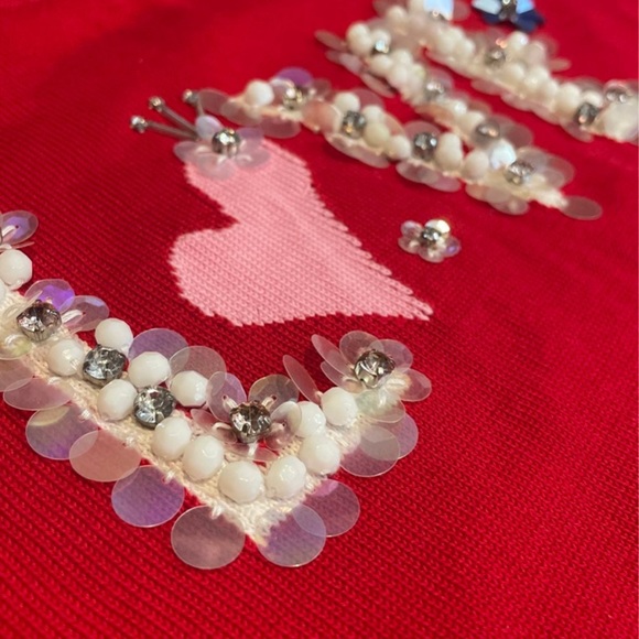 Talbots Love Red sweater embellished sequins women or girls size SP NWT - Picture 2 of 5